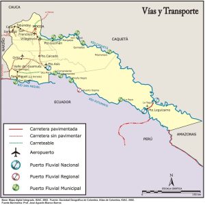 Vías y transporte en el departamento del Putumayo.