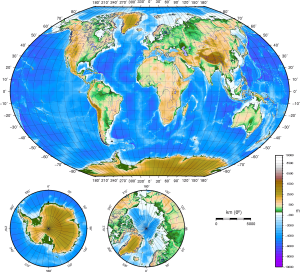 Mapa topográfico de la Tierra.