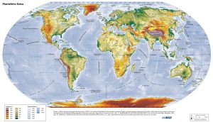 Planisferio físico del mundo.