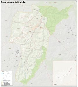 Mapa geográfico del departamento del Quindío.