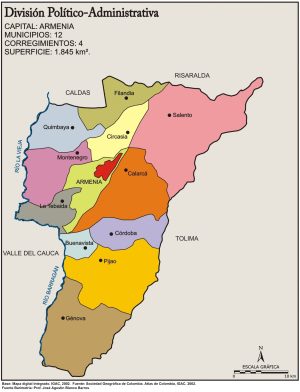 Mapa político del departamento del Quindío