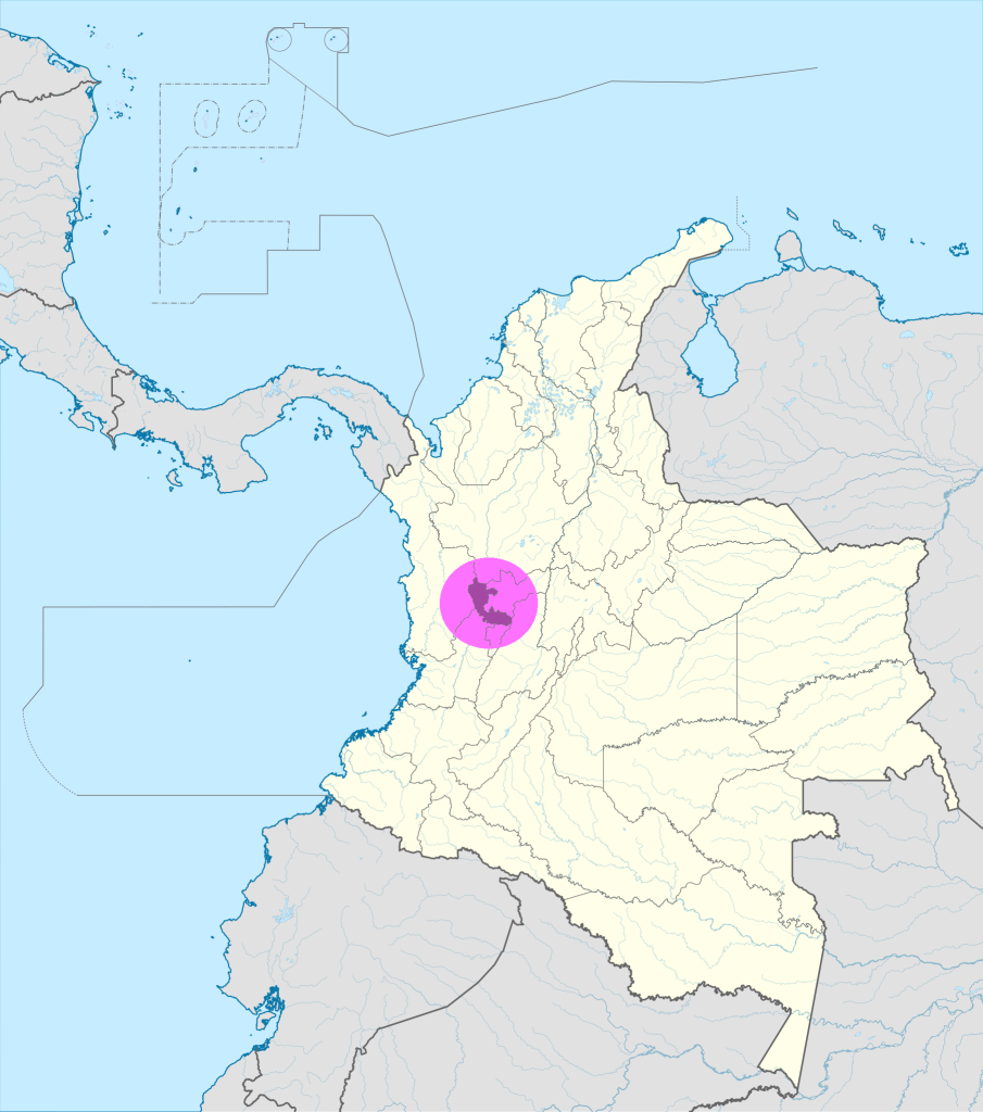 Mapa de ubicación del departamento de Risaralda en Colombia.