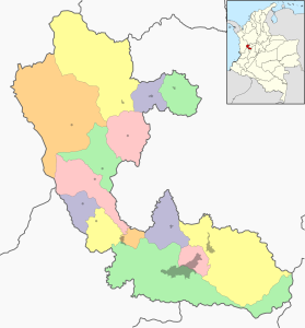 .Mapa mudo coloreado del departamento de Risaralda.