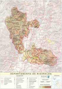 Mapa del relieve del departamento de Risaralda.