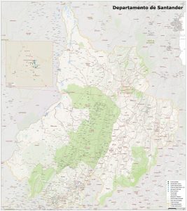 Mapa geográfico del departamento de Santander. Mapa geográfico del departamento de Santander.