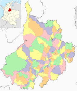 Mapa mudo coloreado del departamento de Santander.