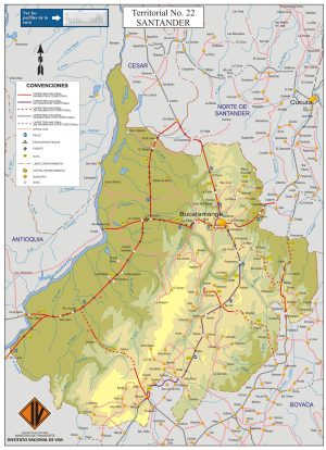 Mapa de carreteras del departamento de Santander