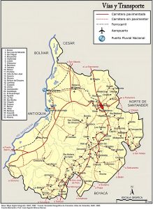 Vías y transporte en el departamento de Santander.