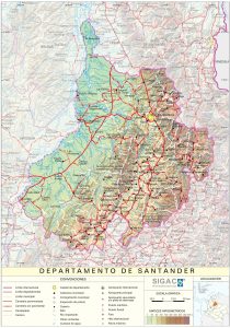 Mapa del relieve del departamento de Santander.