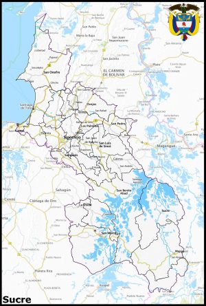 Mapa del departamento de Sucre (Colombia)