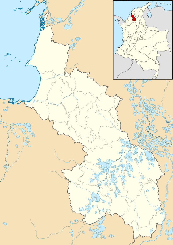 Mapa mudo del departamento de Sucre (Colombia).