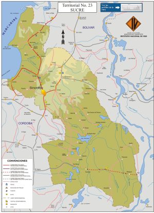 Mapa de carreteras del departamento de Sucre (Colombia)