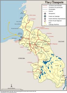 Vías y transporte en el departamento de Sucre (Colombia).