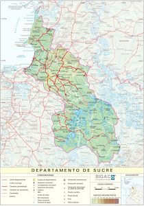 Mapa del relieve del departamento de Sucre (Colombia).