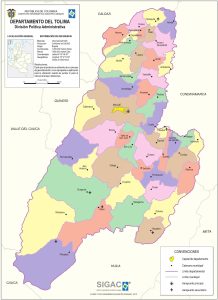División político-administrativa del departamento del Tolima.