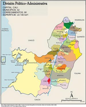 Mapa político del departamento del Valle del Cauca