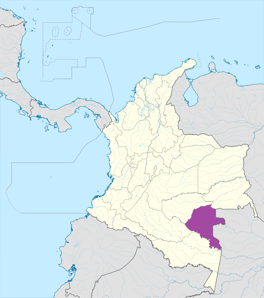 Mapa de ubicación del departamento del Vaupés en Colombia.