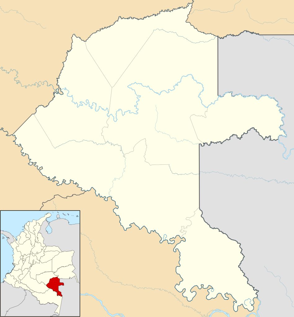 Mapa mudo del departamento del Vaupés.