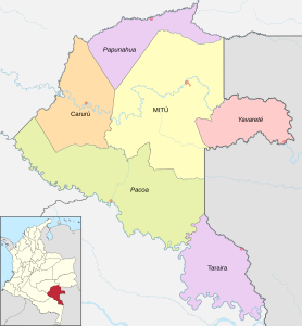 División político-administrativa del departamento del Vaupés.