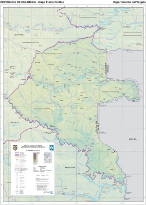Mapa físico del departamento del Vaupés