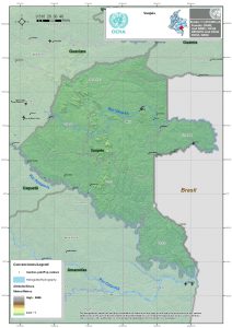 Mapa topográfico del departamento del Vaupés.