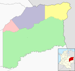 Mapa mudo coloreado del departamento del Vichada.