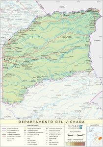 Mapa del relieve del departamento del Vichada.