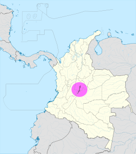 Mapa de ubicación de Bogotá en Colombia.