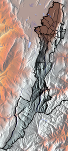 Mapa físico en blanco de Bogotá, Distrito Capital.