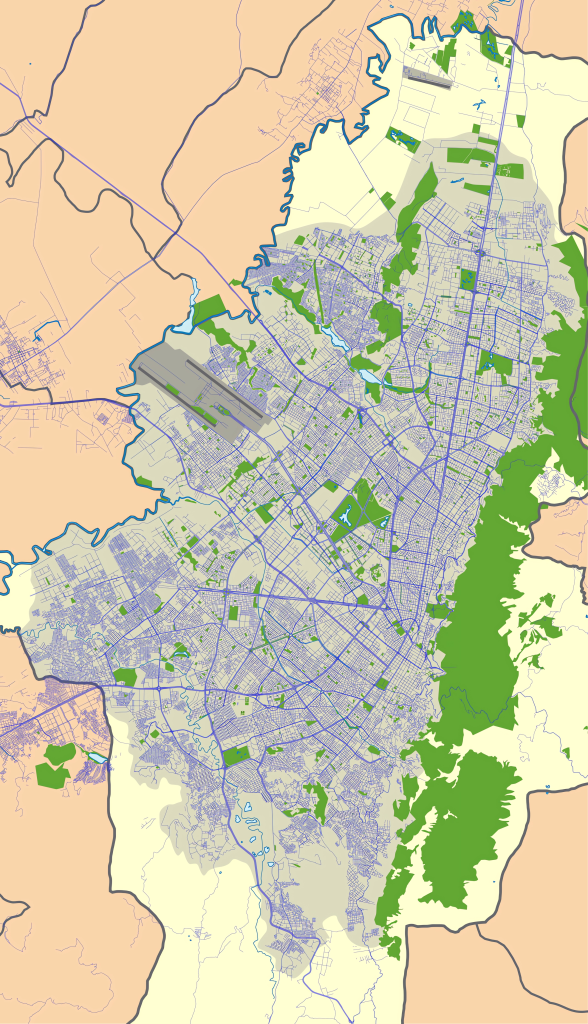 Mapa mudo de la ciudad de Bogotá.