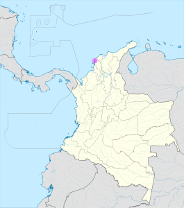 Mapa de ubicación de Cartagena de Indias en Colombia.