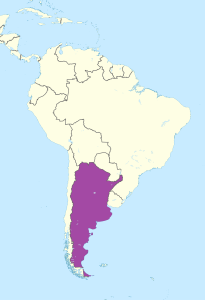 Mapa de ubicación de Argentina en América del Sur.