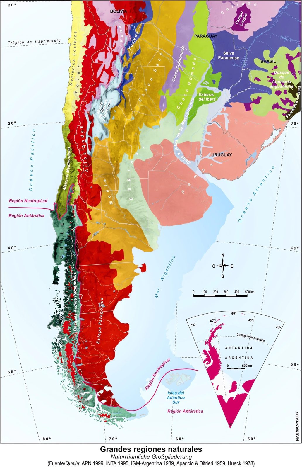 Mapa físico de Argentina - Galería de mapas