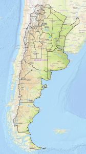 Mapa del relieve de Argentina.