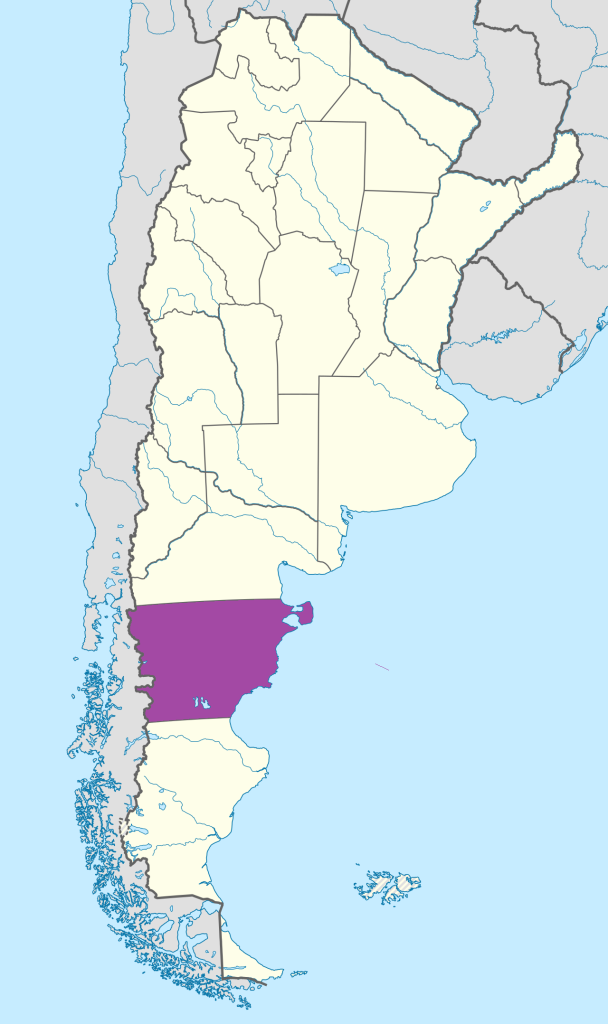 Mapa de ubicación de la provincia del Chubut en Argentina.