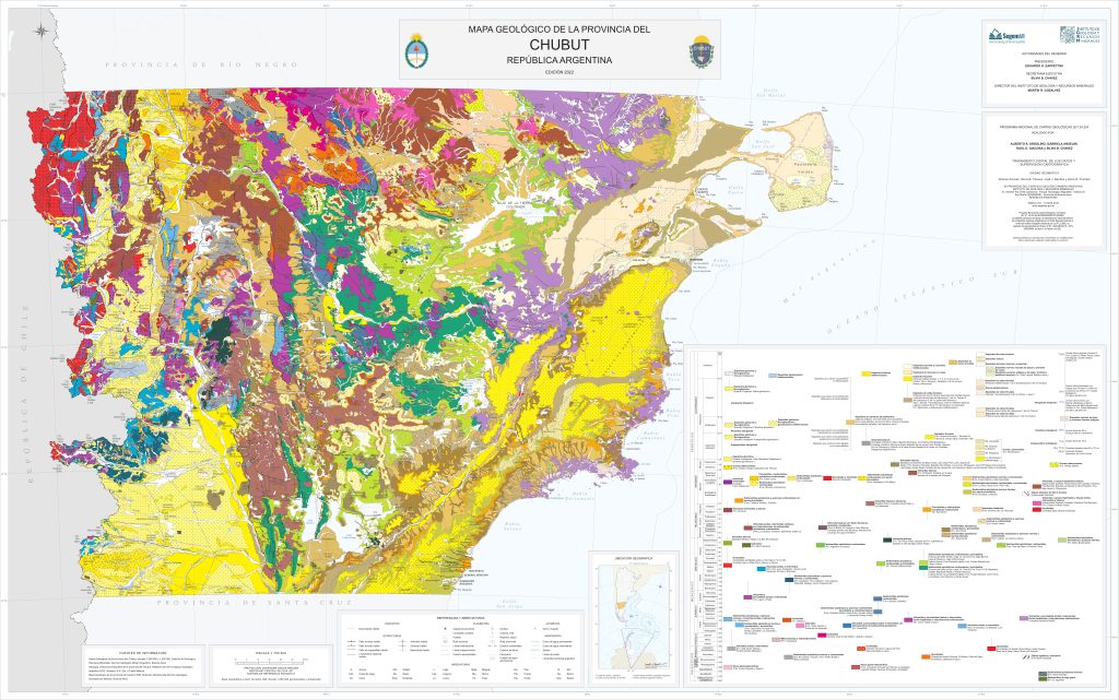 Mapa geológico de la provincia del Chubut.