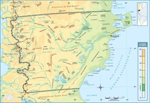 Mapa topográfico de la provincia del Chubut.