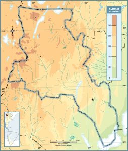 Mapa topográfico en blanco de la provincia de Catamarca.