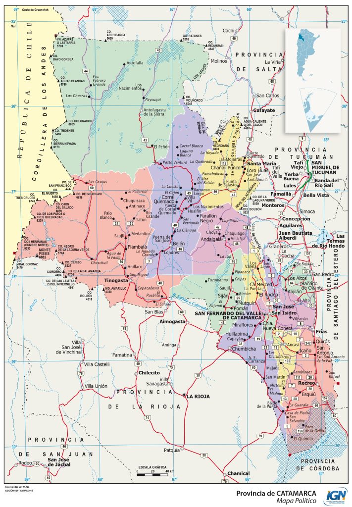 Mapa político de la provincia de Catamarca.