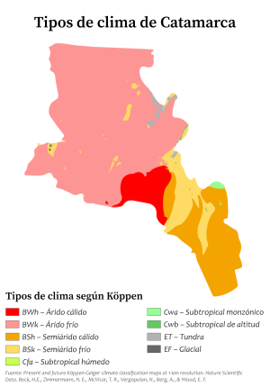 Mapa climático de la provincia de Catamarca