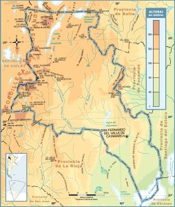 Mapa topográfico de la provincia de Catamarca.