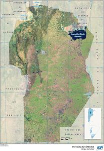 Mapa satelital de la provincia de Córdoba.