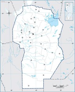 Mapa político mudo de la provincia de Córdoba.