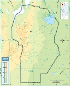 Mapa topográfico en blanco de la provincia de Córdoba.