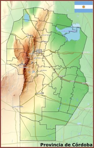 Mapa físico de la provincia de Córdoba (Argentina)