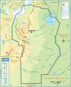 Mapa topográfico de la provincia de Córdoba.
