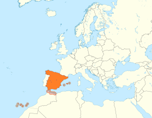 Mapa de localización de España en Europa.
