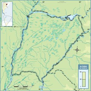 Mapa topográfico en blanco de la provincia de Corrientes.