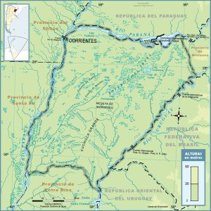 Mapa topográfico de la provincia de Corrientes.