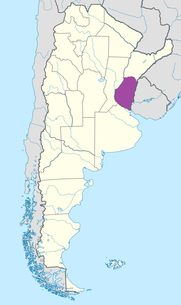 Mapa de ubicación de la provincia de Entre Ríos en Argentina.